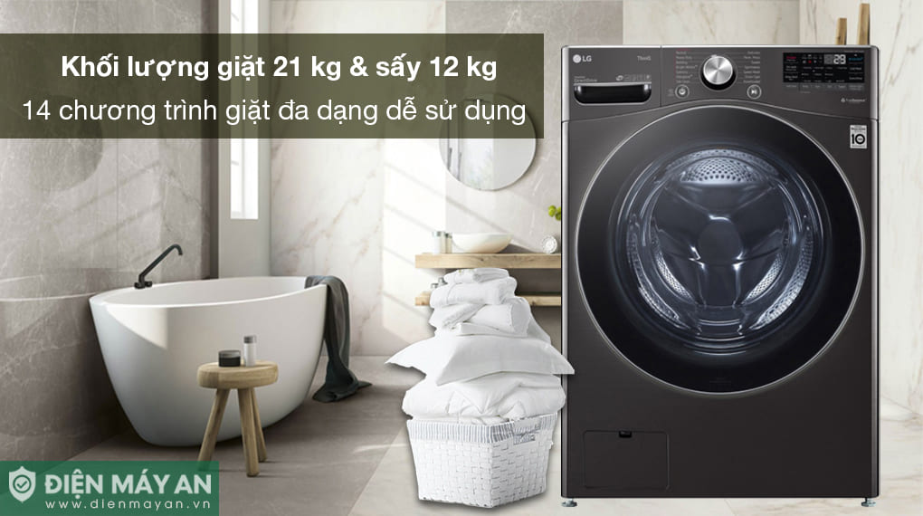 Máy giặt sấy LG AI DD Inverter giặt 21 kg - sấy 12 kg F2721HVRB